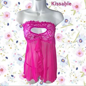 Kissable fuchsia sexy sheer lingerie